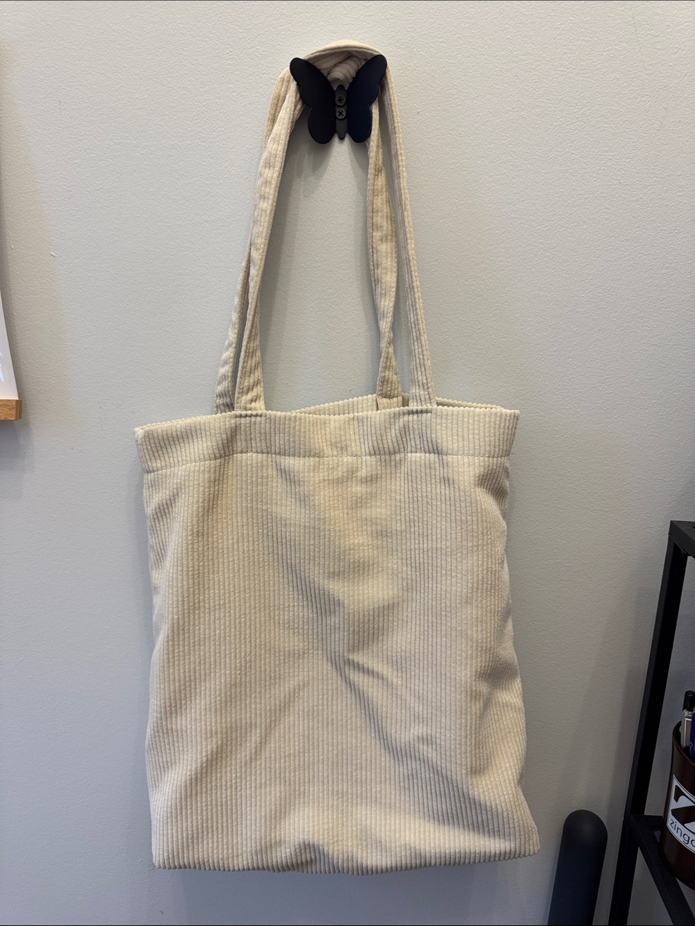 Urban Outfitters Beige Corduroy Tote Bag with Front Pocket - Picture 2 of 3